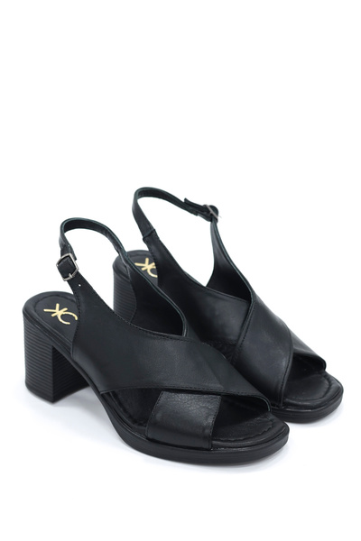 kajal ayakkabı As107 Adjustable Heeled Sandals with Cross Strap Detail