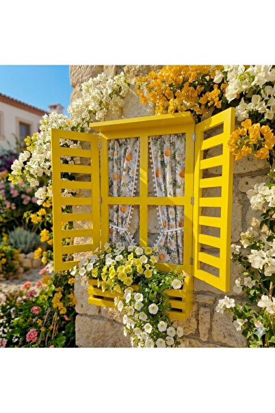 buraxe El yapımı, ahşap panjurlu/perdeli pencere,100×93 cm,bahçe balkon dekor...