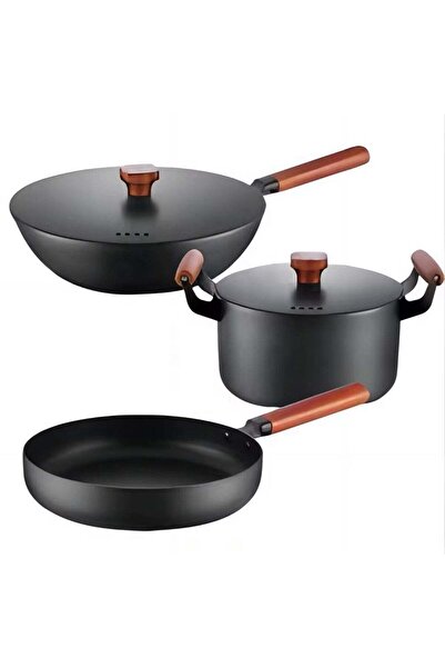 Generic Non-Stick Cast Iron Cookware and Frying Pan Set 5-Piece with Stock Po...