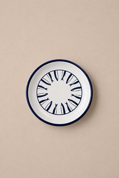 Barine Küçük Balık Desenli Emaye Çerezlik, Meze Tabağı 16 × 1,5 cm