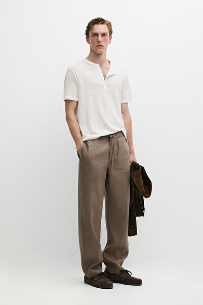 Massimo Dutti %100 keten relaxed fit pantolon