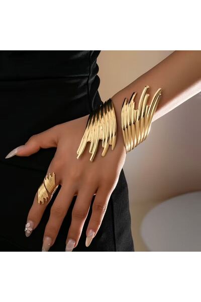 OEM Set Antic Aripi de Aur Rose 18K – Brățară și Inel Reglabil