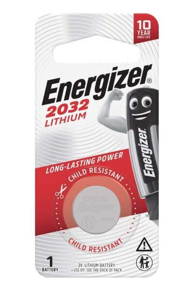 Energizer Coin Battery, 2032 SIMBA Card, 3V Silver