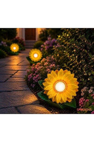 SHOPIENS Lanterna solară LED galbenă în formă de floare pentru alee, grădină,...