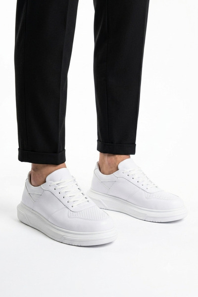 Zerenyus Zrc075 High Quality Thick Sole Lace-Up Men's Sneaker White