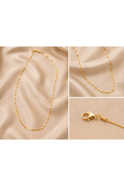 Kase Jewelry 14K Altın Kaplama, Paslanmaz Çelik, İnce ve Şık Zincir Kolye