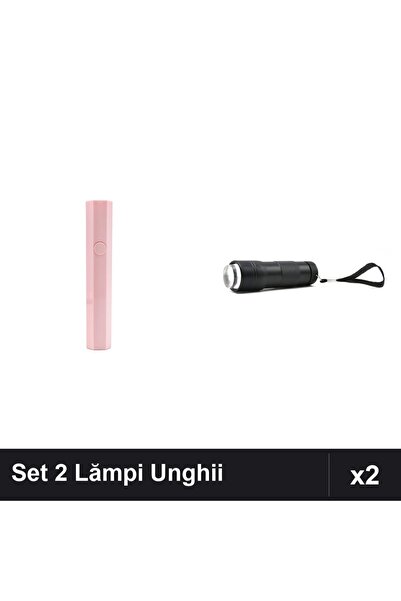 NAİLS Set 2 Lămpi Lanternă UV/LED Unghii 3W Roz + 12W Neagră cu Pernă Silicon