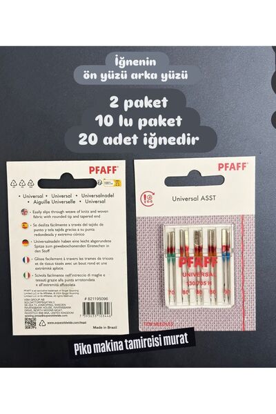 Pfaff 821195096 STANDART İĞNE (KARIŞIK) (1 PAKET=10 ADET) 2 PAKETTİR...