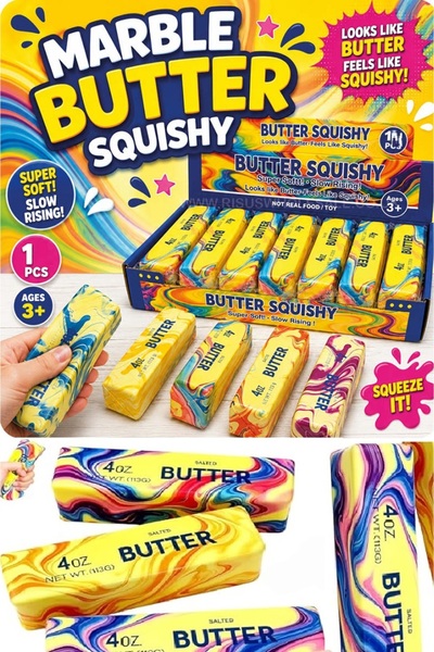 OYUNCAKSAHİLİ Tereyağı Butter Squishy Yeni Renkli Çizgili Slow Rising 1 Adet ...