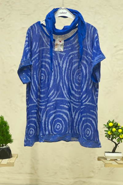 sahnemoda Spiral patterned imported blouse with shawl