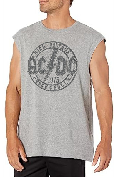 ROCKANDROLL Acdc Cut Sleeve / Sleeveless Gray Oversize T-Shirt in the Circle
