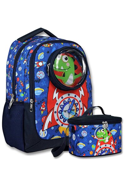 ÜMİT ÇANTA Boy's Dinosaur Printed School Bag + Lunch Box Set with Watch - Set...