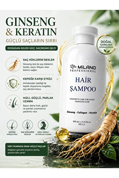 TRN MİLANO Gınseng + KERATİN+PROTEİN ŞAMPUAN