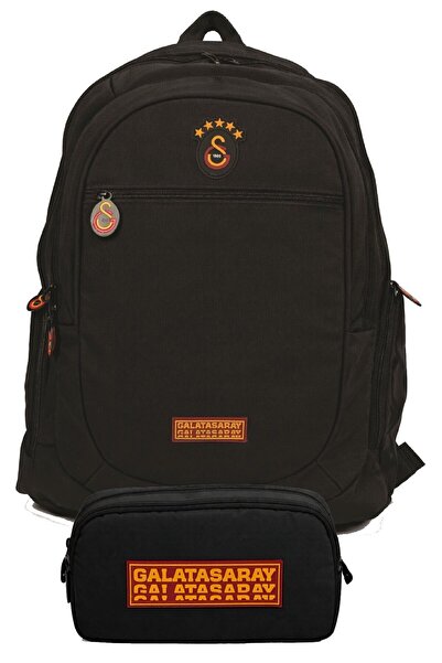 Galatasaray Double School Bag and Pencil Case Set Black - Red (Gs 5 Star Prin...