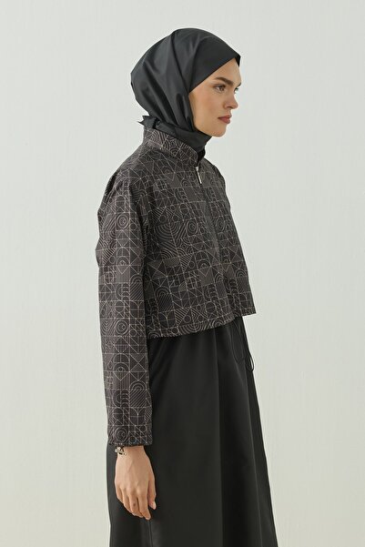 QANU Pattern Tesettür Mayo Tunik Siyah