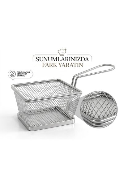 Aşkana Stainless Mini Presentation Basket, French Fries, Dumpling, Onion Ring...