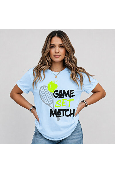 VODEXA Unisex Oversize T-Shirt Tenni̇s 4 Printed 100% Cotton T-Shirt Comforta...