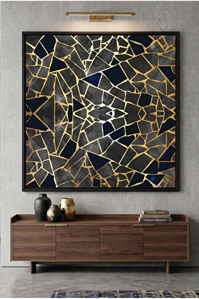 Jasmine Art Abstract Kintsugi Stone Islamic Wall Art | Framed Canvas Print wi...