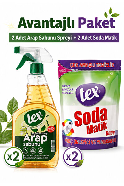 Tex 4'lü Yüzey Temizleyici Seti - 2 Adet Arap Sabunu ve 2 Adet Soda Matik