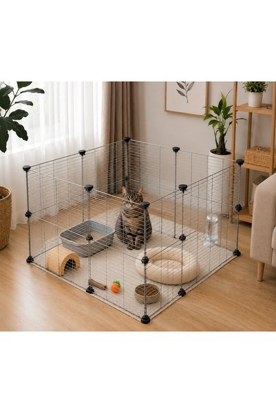 BRK 16 panel galvaniz kedi köpek ginepig tavşan evcil hayvan oyun evi ve kafesi