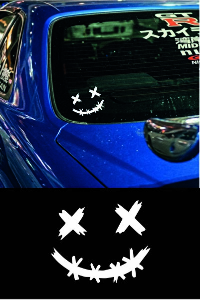 Yalıgraf Reklam Tabela Spiky Smiling Face Car Window Sticker Motor Sticker Ad...