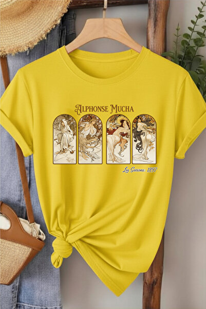 l'eivor Alphonse Mucha Printed Women's Cotton T-Shirt