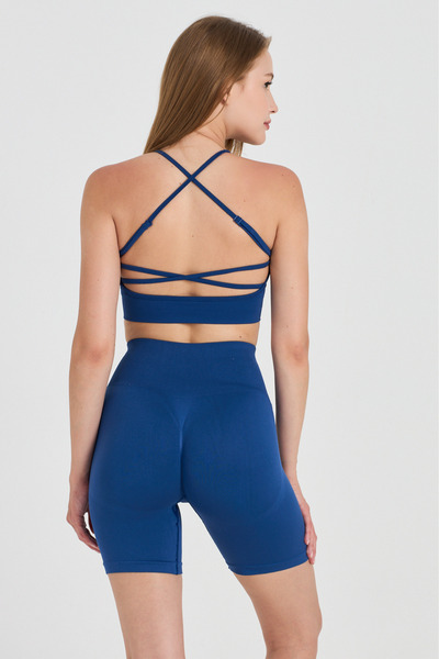 CLOSSHE Kadın Çapraz Sırt Askılı Dikişsiz Seamless Destekli Spor Sütyeni Yoga...