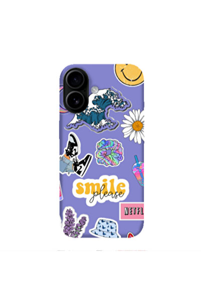 Other Apple Iphone 16 plus Smile Moon Purple Colored Silicone TPU Θήκη