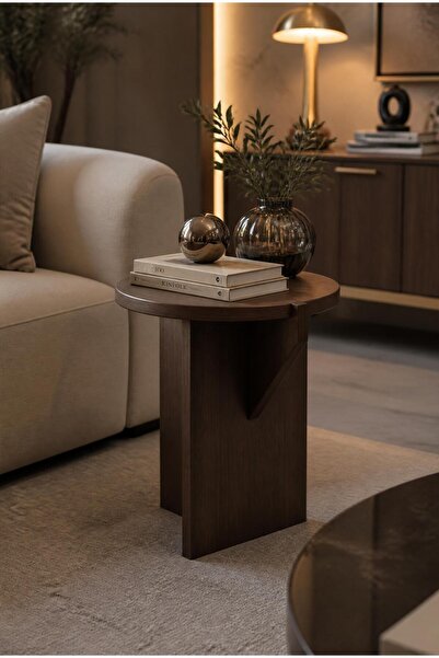 tridihome Modern Yuvarlak Tekli Zigon MDF Sehpa Yan Sehpa C Sehpa Koltuk Kena...