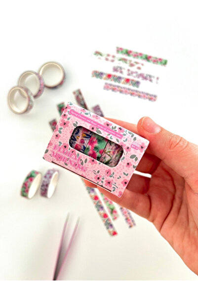 Kağıt Gemi Dükkan Floral Morning Bahar Çiçekleri Temalı 5'li Washi Bant Set (...