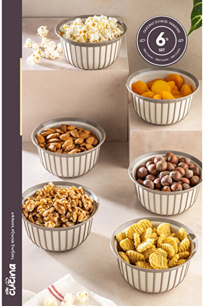 Stile Cucina Linea 6-Piece Practical Snack Bowl Beige 1 Liter