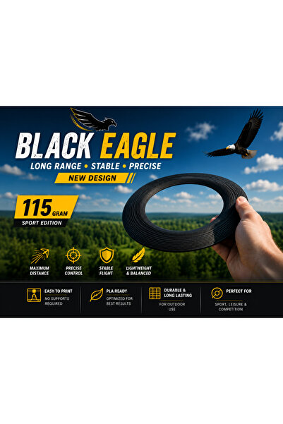 besa3d BLACK EAGLE 115 Gr Profesyonel Uçuş Diski | Uzun Mesafe Aerodinamik Sp...