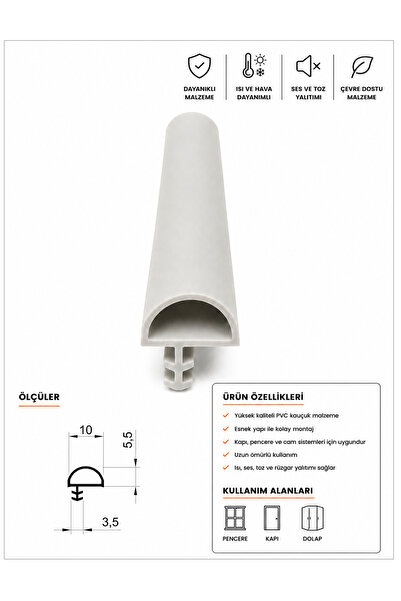MAKPLASTİK FİTİL PROFİL P 189 Ahşap Kapı Kasa Fitili 30 Metre Gri