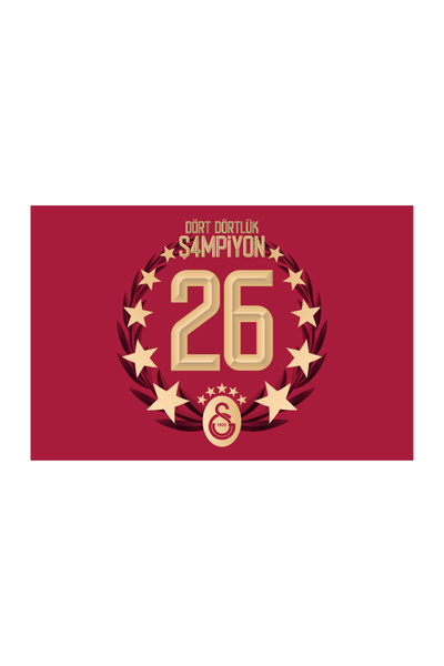 GSStore Galatasaray 26. Şampiyonluk Elde Sallama Yatay Bayrak 100x150 U261211