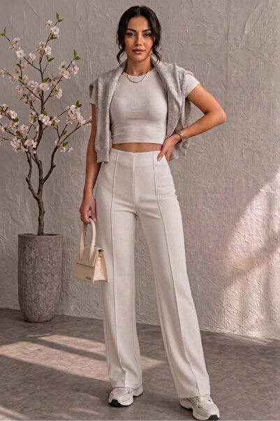 Paws & Pixels Women's High Waist Palazzo Pants - Lycra Strengthening Crepe Fa...
