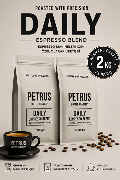 Petrus Coffee Roastery Daily Espresso Blend Avantaj Paketi 2x1000 g Çekirdek ...