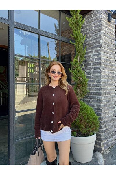 DAĞON'S Cardigan cu nasturi în formă de inimă și design de barbă