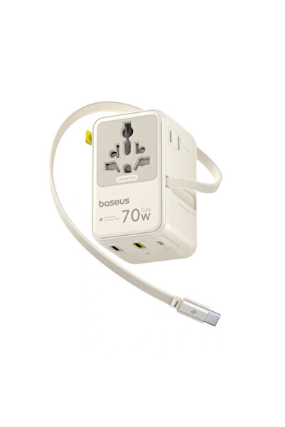 Baseus EnerCore CG11 Adaptor de călătorie 6-în-1 70W, 2x AC, cablu retractabi...
