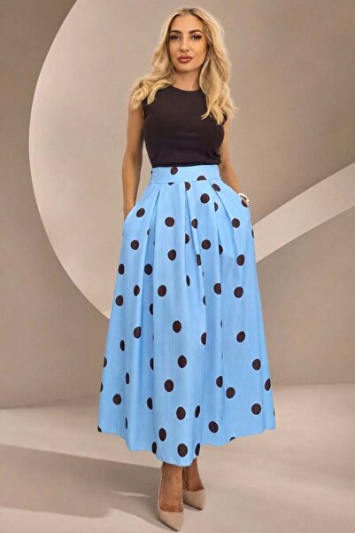 FashionForYou Fustă lungă cu buline Petronela, cu fundă în talie și buzunare,...