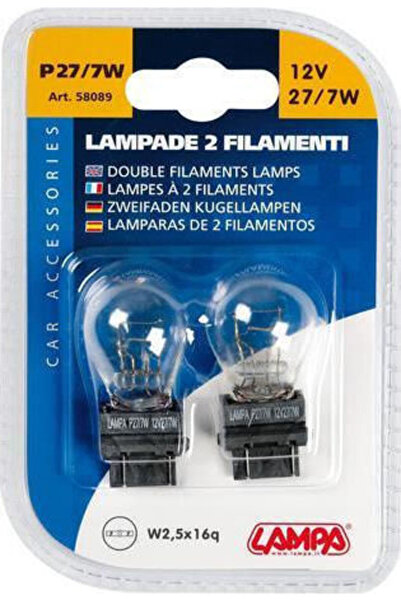 Lampa Λάμπες Αυτοκινήτου Διπλού Νήματος P27/7W 12V 27W 2 τεμάχια