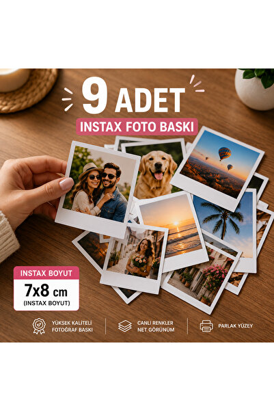 BM Foto 9 Adet Instax Baskı Fotoğraf 7x8 cm | Polaroid Tarzı Fotoğraf Baskısı...