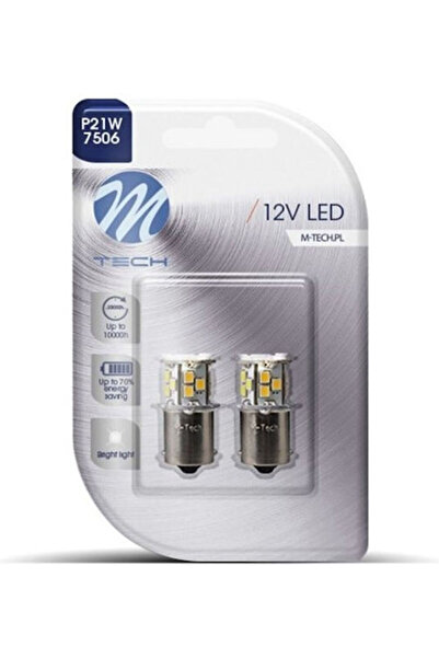 M-TECH Λάμπες Αυτοκινήτου P21W LED 12V 1.6W 2 τεμάχια
