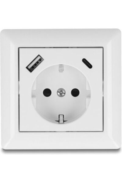 DELOCK Πολύπριζο με 2 θύρες USB Λευκό 1 τεμάχιο