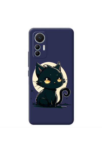 Other Xiaomi Mi 12 Lite Black Cat Dark blue Colored Silicone TPU Θήκη