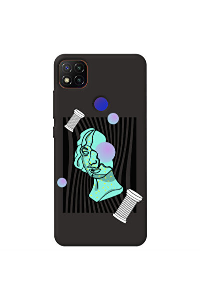 Other Xiaomi Redmi 9c Columns Black Colored Silicone TPU Θήκη