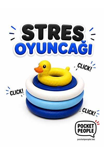 Pocket People Ördek Stres Giderici Anahtarlık Fidget Sesli Clicker