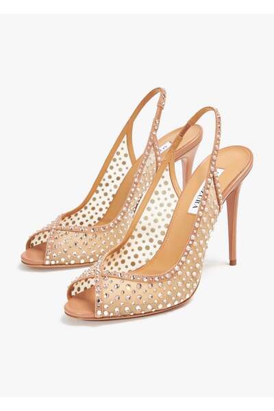 NEW Aquazzura Crystal Lover 105MM Slingback Sandals