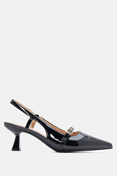 Luigi Μυτερές γόβες slingback με διακοσμητική αγκράφα και λάστιχο - Μαύρο λου...