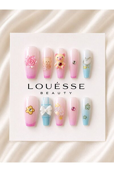 Louesse Beauty 3D Kore Ayıcık Takma Tırnak | Press On Nails | Yıldız, Ayıcık,...