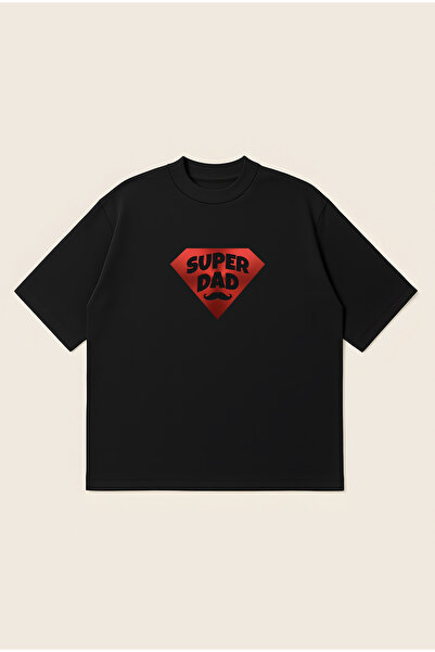 Moon Dancer Super Dad Printed Oversize Boxy Cut Unisex 100% Cotton Printed Ts...